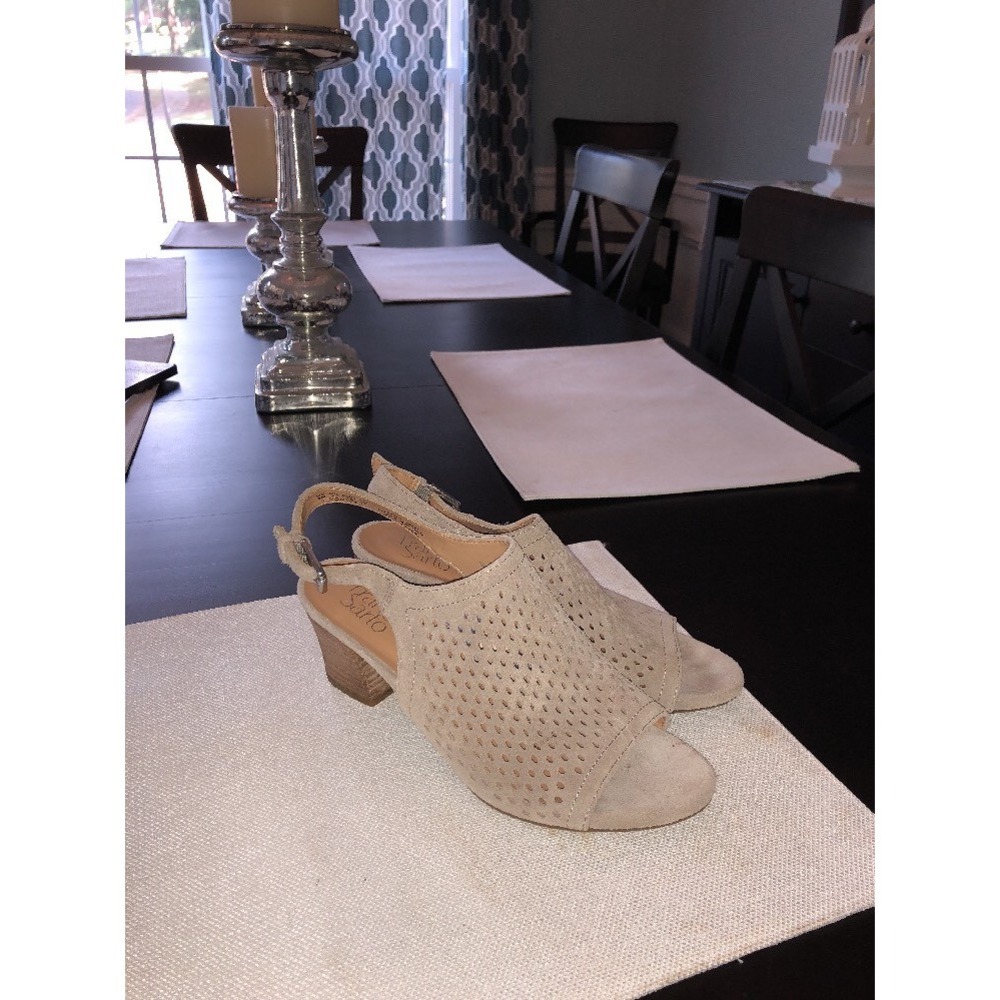 Franco Sarto Monaco2 Perforated Suede Sandals Slingback Nude Taupe 8 M L-MONACO2